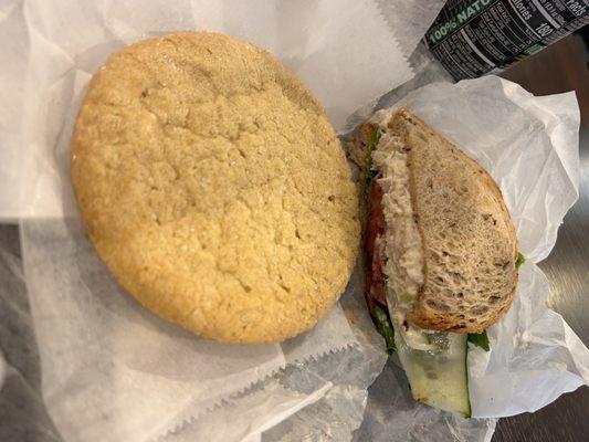 1/2 chicken salad sandwich and a sugar cookie