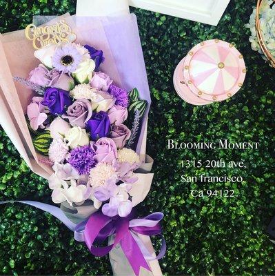 Graduation bouquet purple (soap flower can last up to 3 years or ever longer with good care)