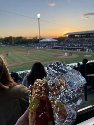 Can't go to a baseball game without enjoying a hotdog!