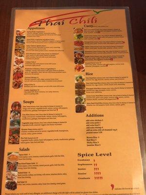 Back side of full menu