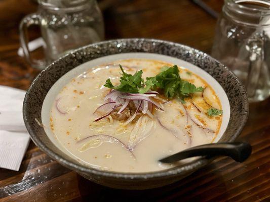 Tan Tan Men - sesame flavored ramen, with chicken, scallion, red onion, and cilantro