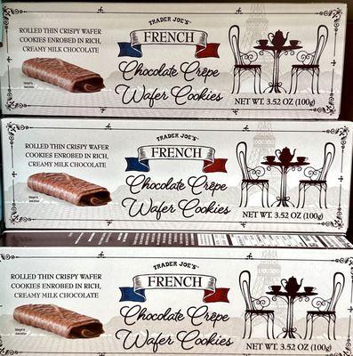 If you L(･‿･)VE love chocolate wafers, these are a must!  Super thin and SO GOOD! Get several boxes definitely! #TraderJoe's