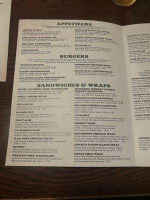 Menu as of 7/22/24