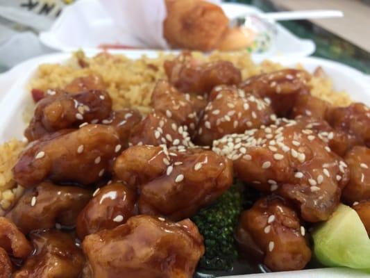 $5.55 sesame chicken lunch special. Average.