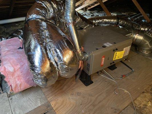 Coleman furnace installed in an attic