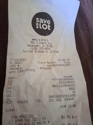 The receipt, proof that I was there!