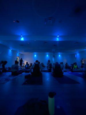 Inside the Yoga Room, a full class today!