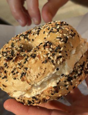 everything bagel with fig cream cheese