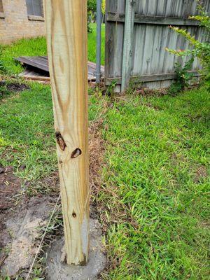 Posts installed fully encroaching on our property.