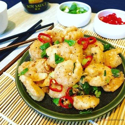 Salt & Pepper Shrimp  Have a little spicy kick to it, the smell was so mouthwatering, and it tasted so good.