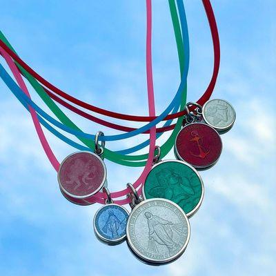 Enamel Medal Charms sold at Palmer Jewelers - great for all ages and various chains available