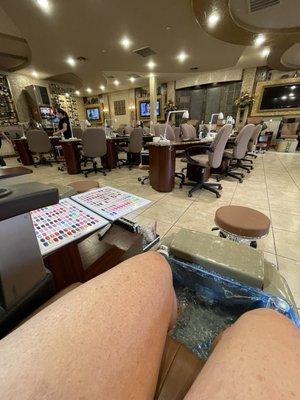 The salon is large and extremely clean