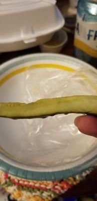 A flat dry limp pickle.