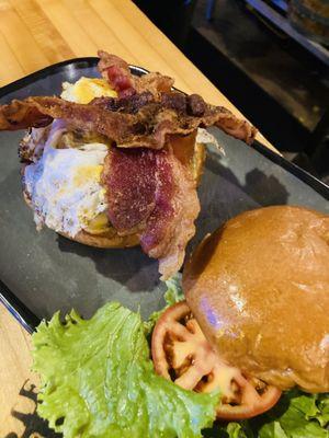 Yummy Burger with bacon and egg