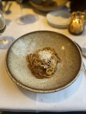 8 hour tagliatelle bolognese. This is a half serving-one order was split into two