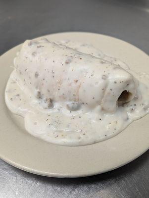 Order a breakfast burrito and smother it with our homemade sausage gravy. You wont regret it!