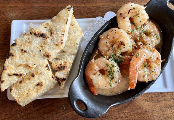 Sautéed Gambas with Brandy and Focaccia - delicious sauce! (07/31/23)