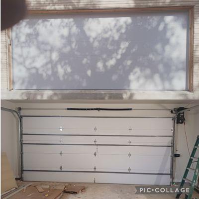 Double steel back insulated flush wood grain textured garage door inside and outside