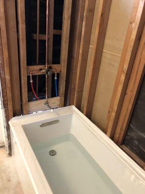 Tub and shower valve install