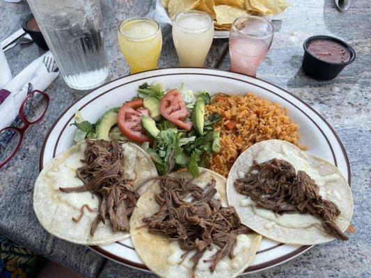 David's brisket tacos (I ordered without onions and poblano peppers). So good!!