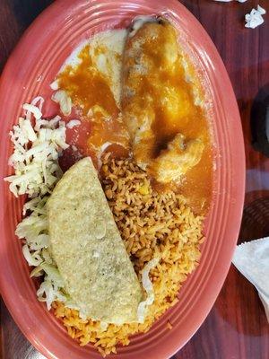 #1 lunch. Chile Relleno taco and rice