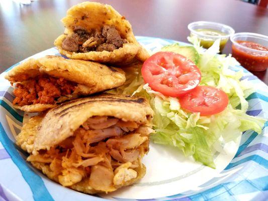 Gorditas - chicken, pastor, and carne asada.