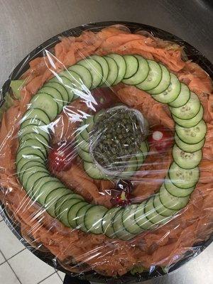 Cucumber/ radish/ and lox platter