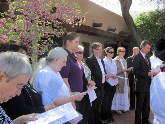 The choir sings at the 10:15 High Mass each Sunday. (Photo: Palm Sunday)