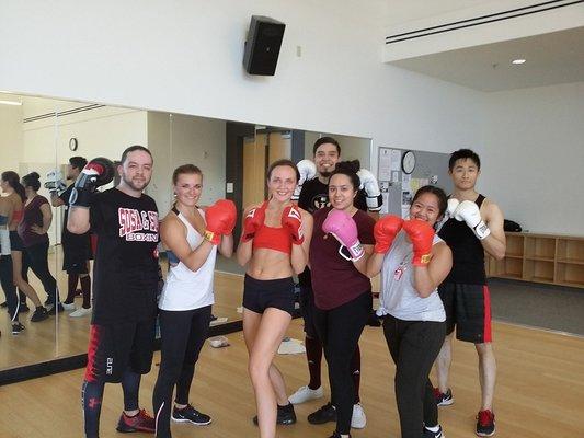 Getting fit in Paula's Boxercise class! (2016).