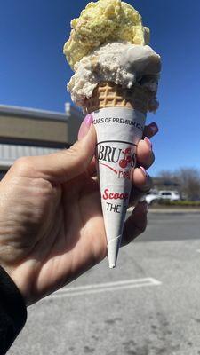 Small Waffle Cone or Bowl with Southern Banana Pudding + Cookie Dough