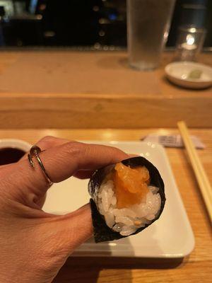 Salmon hand roll (close up)