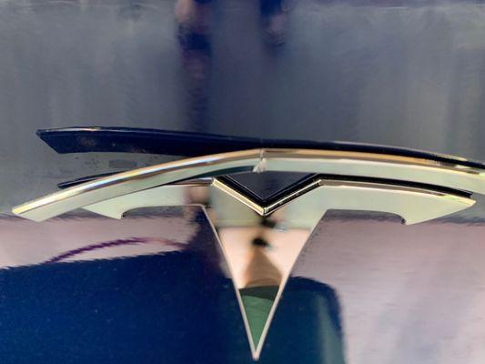 Broken Tesla emblem