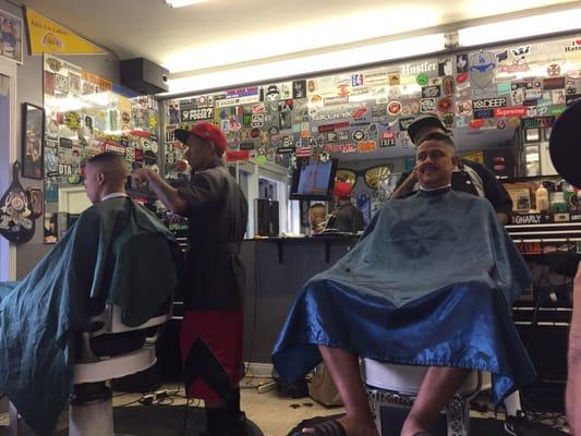 Barbers hard at work