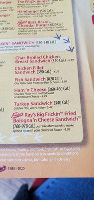 Read how the menu describes these sandwiches.