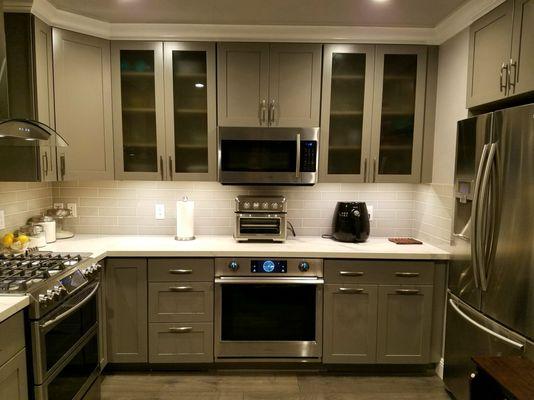 Prep area with 3rd oven, microwave, air fryer and toaster oven