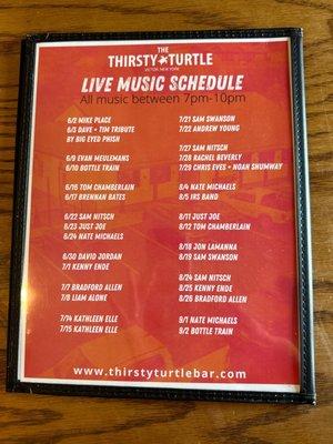 Live music calendar