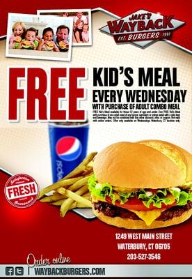 Kids eat free on Wednesday's!