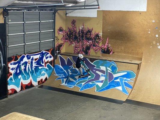 Checking out the indoor skate park