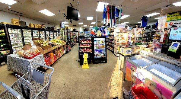 A view of the grocery store from the front door