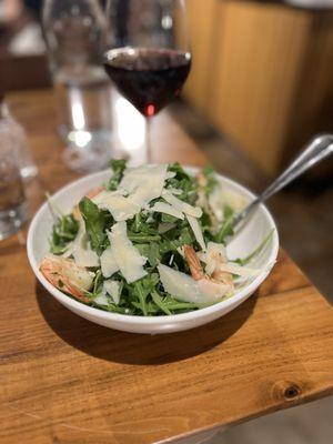 Arugula salad with shrimp