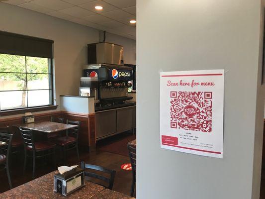 Pop machine and QR Code link to menu.