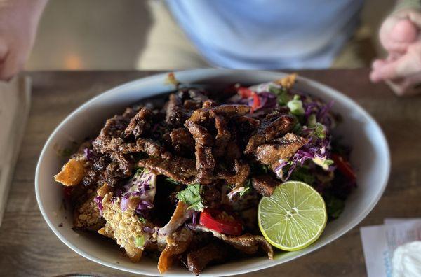 Steak Korean wonton nachos