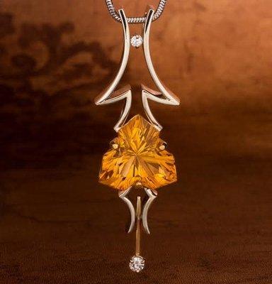 MD Custom Pendant with Richard Homer Concave Triscallion Cut Citrine