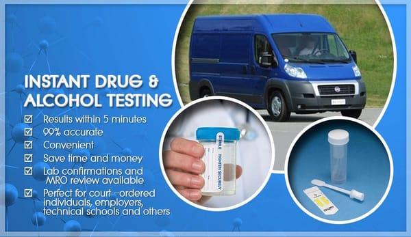 Instant Drug and Alcohol Testing: results in 5 minutes, perfect for technical schools, employment screening and court-ordered...