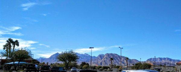 Big Lots and Burger King's parking lot mountains view