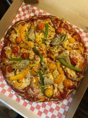 "Veggie" 12-inch pizza, made vegan