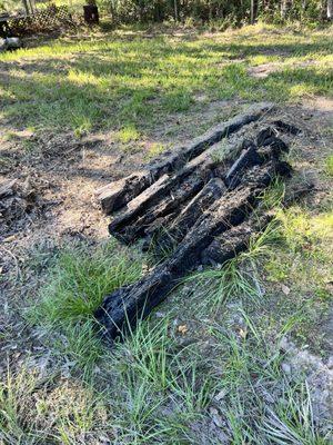 Burned out railroad ties