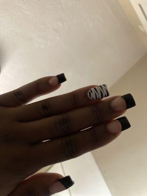 Black French tip with design