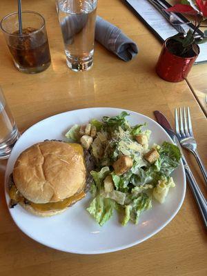 Burger and salad