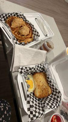 french toast and chicken and waffles